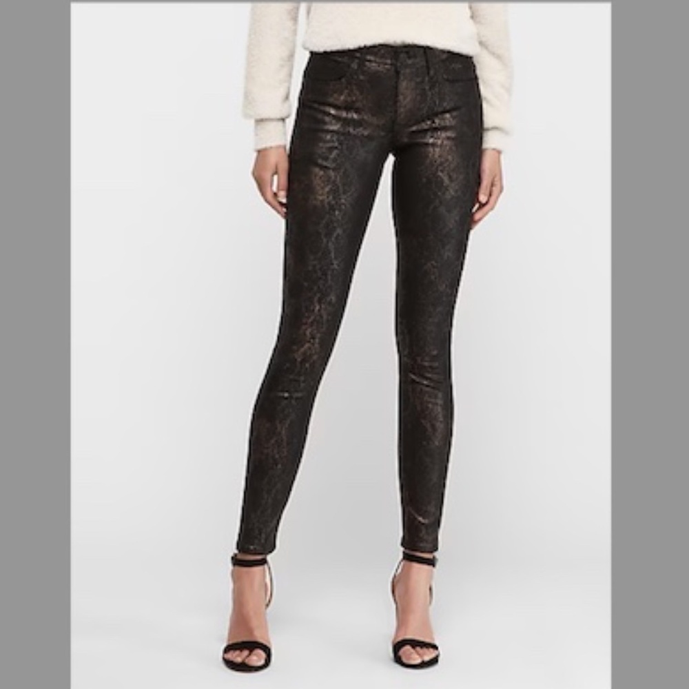 Express Jeans NWT Ankle Leggings Mid Rise Snake Print Black Size 2S